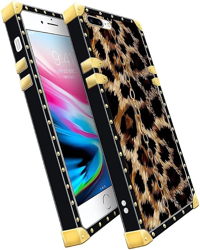 Compatible with iPhone 8 Plus 7 Plus Case, Seamless Gold Chain Leopard Luxury - Image 3