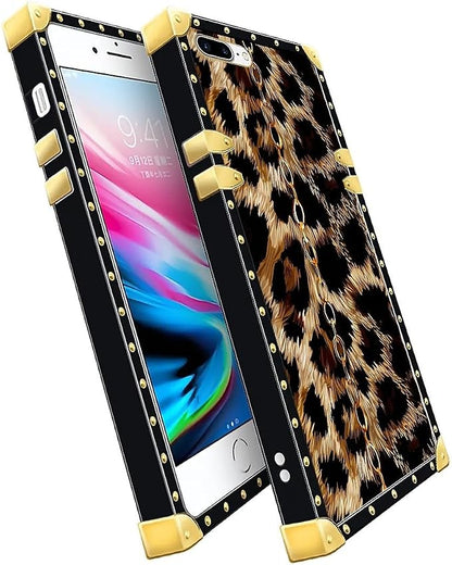 Compatible with iPhone 8 Plus 7 Plus Case, Seamless Gold Chain Leopard Luxury - Image 3