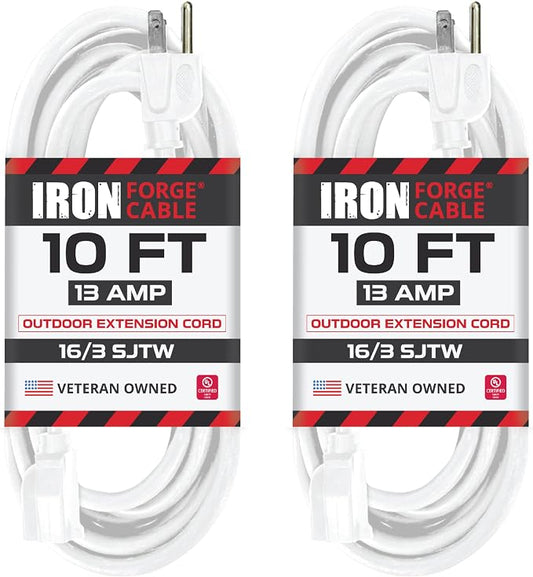 Iron Forge Cable Weatherproof 2 Pack 10 Ft Outdoor Extension Cord by IronForgeCable