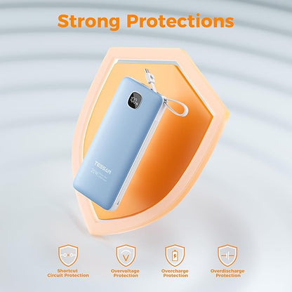 TESSAN Portable Charger with Built in Cables, 10000mAh Power Bank Fast Charging - Image 3