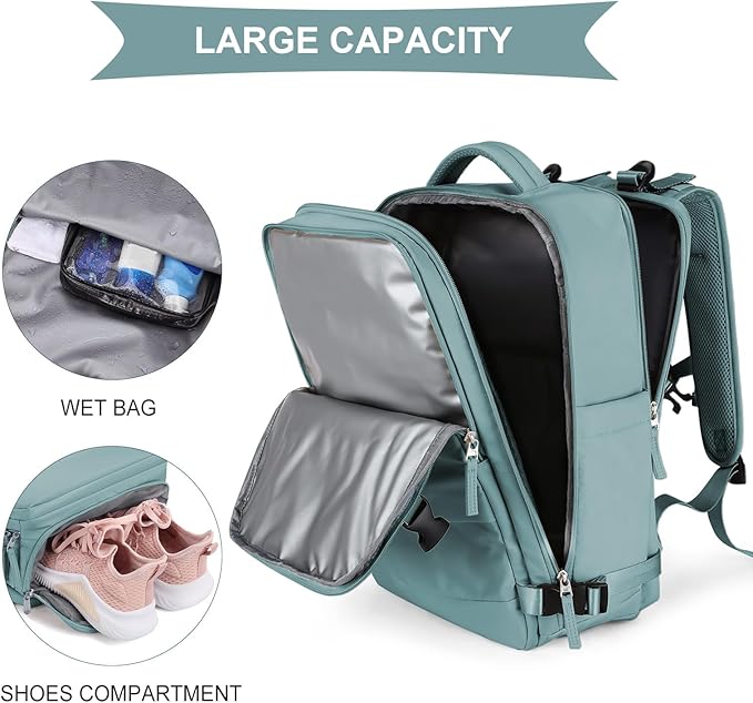 coowoz Large Travel Backpack For Women Men, Carry On Rucksack Flight Approved - Image 5