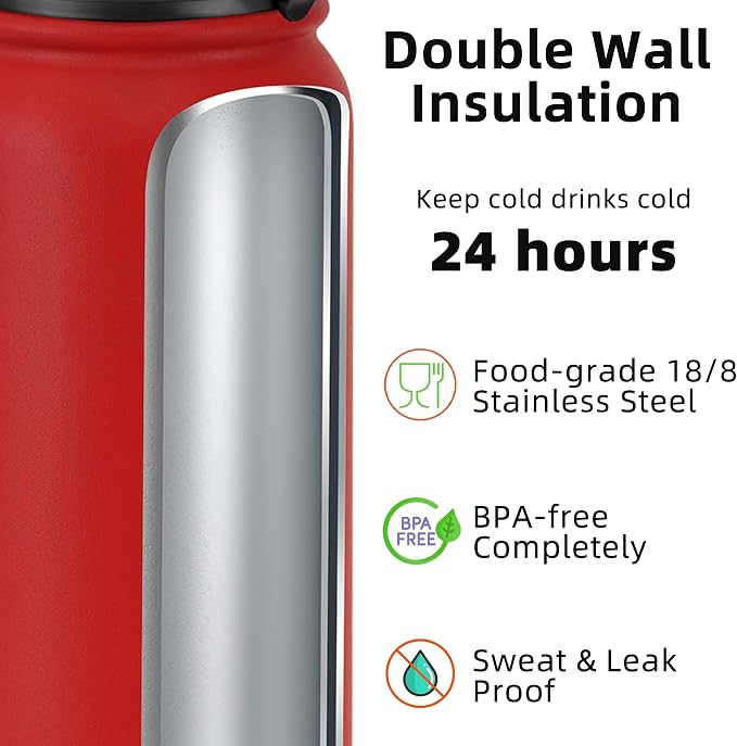 Fanhaw 32 oz Insulated Stainless Steel Water Bottle - Image 3