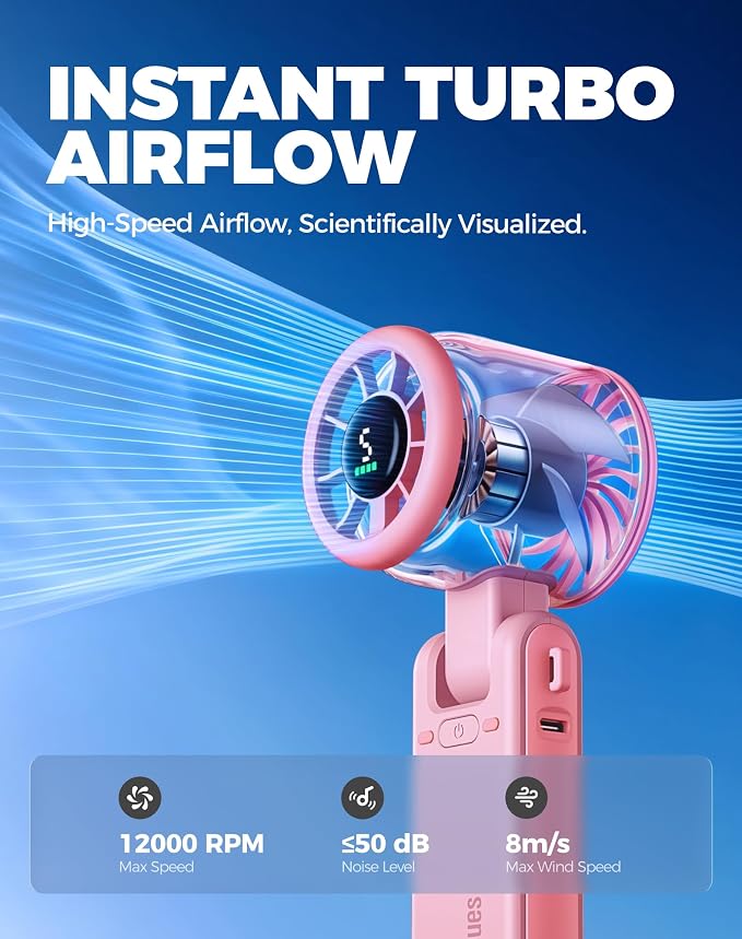 Diveblues Portable Handheld Turbo Fan, 5 Gear Wind, Battery Operated, 3 IN 1 - Image 7