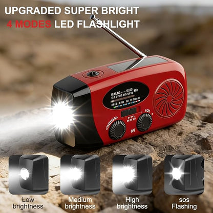 18500mWh Weather Emergency Radio, Portable Solar AM/FM/NOAA Hand Crank Radio - Image 4