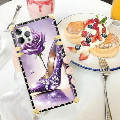 Compatible with iPhone 12 Pro Max Case, High Heeled Purple Diamond Rose Luxury - Image 5