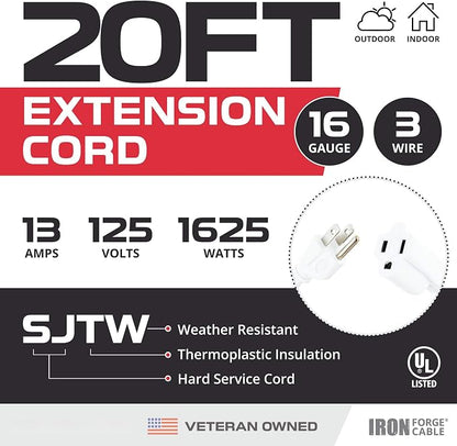 Iron Forge Cable Weatherproof 20 Ft Outdoor Extension Cord - Image 2
