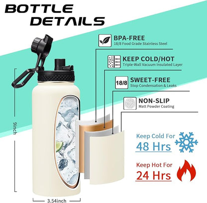 Insulated Water Bottle - 32oz 40oz 64oz Water Bottles - Image 4