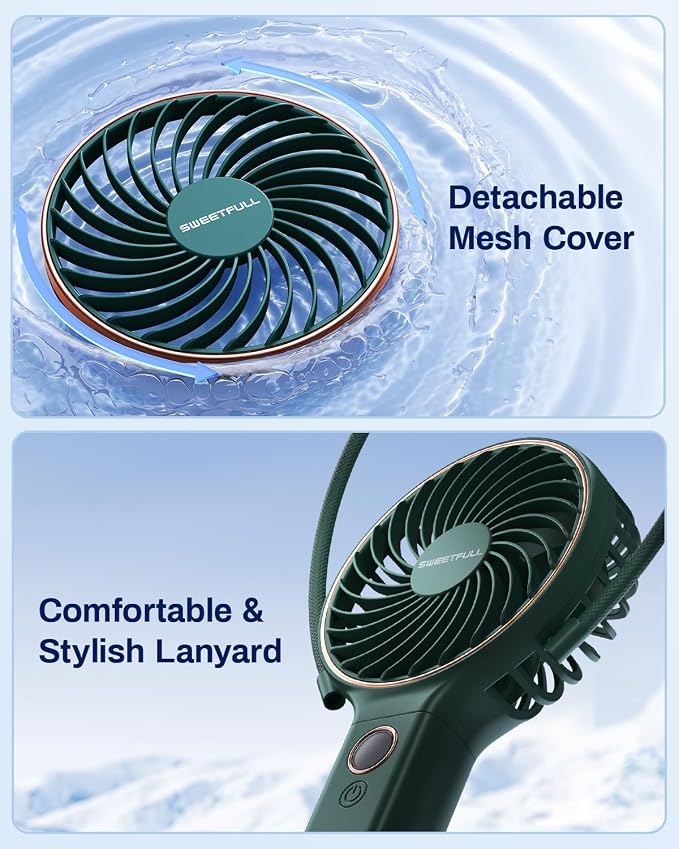 SWEETFULL Handheld Portable Fan, 5000mAh Rechargeable Battery, 6 Speed Wind - Image 8
