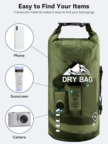 HEETA Dry Bag Waterproof for Women Men, 5L/10L/20L/30L/40L Roll Top Lightweight - Image 7