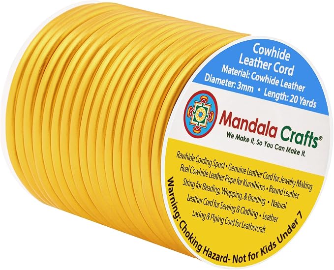 Mandala Crafts Round Genuine Gold Leather Cord by MandalaCrafts