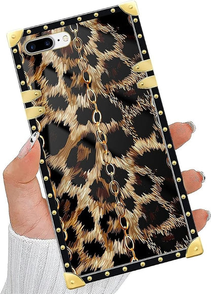 Compatible with iPhone 8 Plus 7 Plus Case, Seamless Gold Chain Leopard Luxury - Image 5