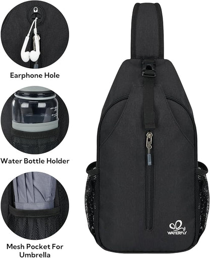 WATERFLY RFID Crossbody Sling Backpack Sling Bag Travel Hiking Chest Bag Daypack - Image 5