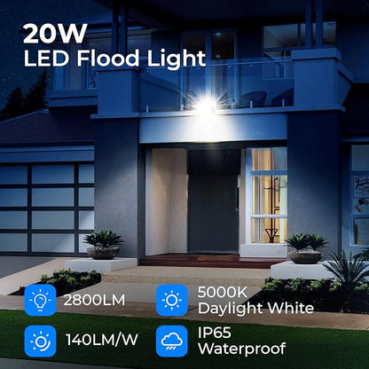 CINOTON 20W LED Flood Lights Outdoor, IP65 Waterproof Exterior Security Wall - Image 2