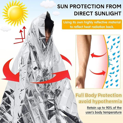Emergency Survival Blanket, Mylar Thermal Blanket, Gigantic Space Blanket 82" x - Image 7