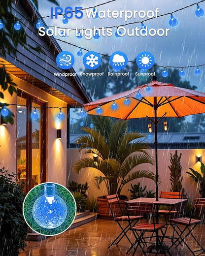 LORRYTE 2-Pack 120 LED Blue Solar String Lights Outdoor - 72FT Crystal Globe - Image 5