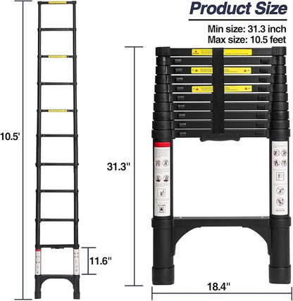 BOCOM 10.5 FT Aluminum Telescoping Ladder, Lightweight Multi-Purpose - Image 5