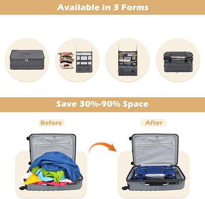 Surblue Hanging Closet Storage Bag Collapsible 3-Shelf Washable Oxford Fabric - Image 3