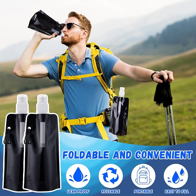 Teenyyou 48 Pack Collapsible Water Bottles Bulk 16oz Foldable Water Bottles - Image 3