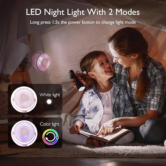 Momcozy 8000mAh Portable Stroller Fan, 27H Ultra-long Battery Life Detachable 4 - Image 6