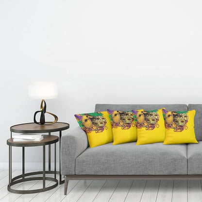 Ambesonne Mardi Gras Decorative Throw Pillow Case Pack of 4, Colorful Group of - Image 3