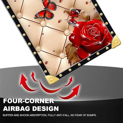 Compatible with iPhone 13 Pro Max Case, Shining Red Rose Butterfly Leather - Image 7