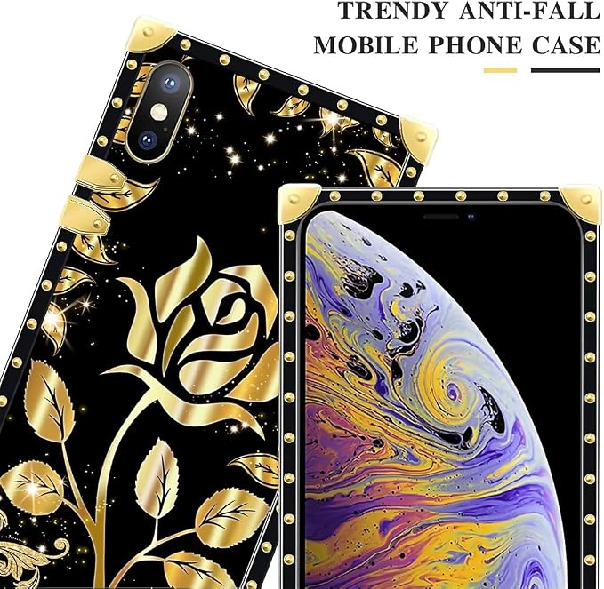 Compatible with iPhone XR Case, Shine Gold Rose Luxury Golden Decoration - Image 4