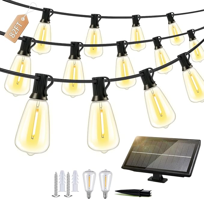 Outdoor Solar String Lights Waterproof: ST38 82ft Shatterproof Patio Lights by Unknown