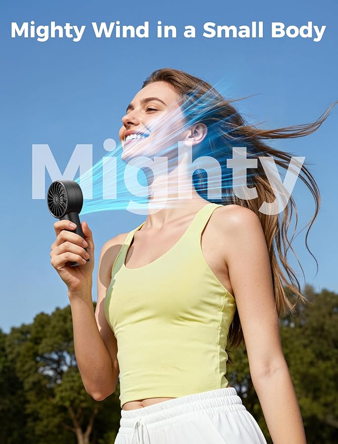 Aecooly Mighty Portable Fan, Powerful Handheld Fan, USB Rechargeable, Mini - Image 2