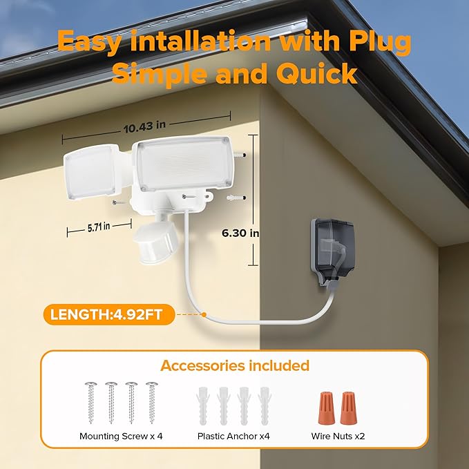 LUTEC 21W White Plug in Motion Sensor Light Outdoor, Flood Lights Outdoor - Image 7
