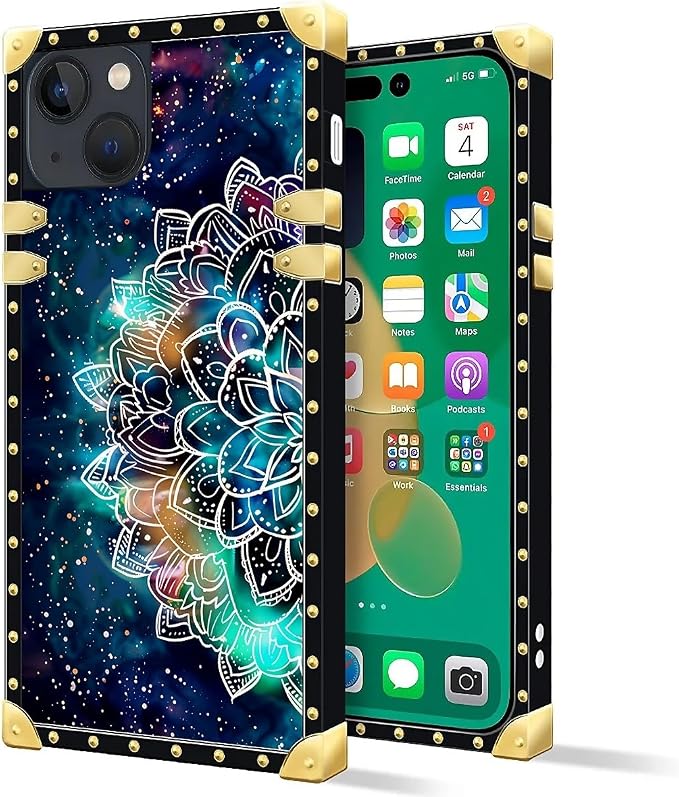Compatible with iPhone 14 Case, Starry Sky Colourful Mandala Luxury Golden - Image 2