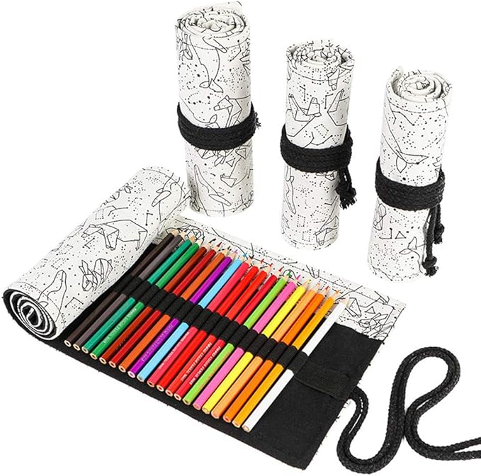 Funny live 24/36/48/72 Slots Colored Pencil Wrap Roll up Pen Holder Case by Funny+live
