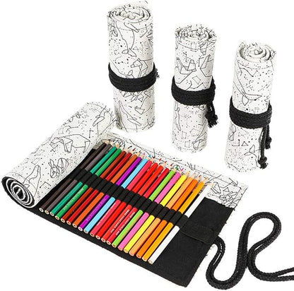 Funny live 24/36/48/72 Slots Colored Pencil Wrap Roll up Pen Holder Case by Funny+live