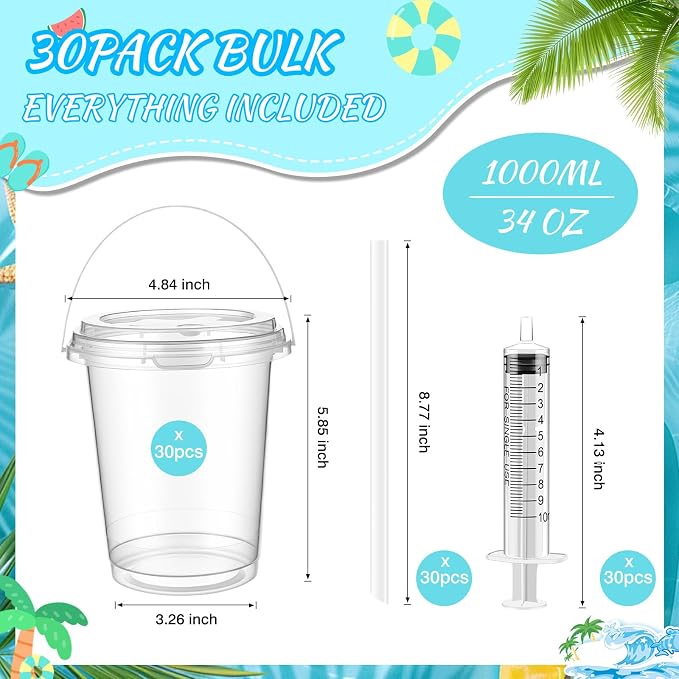 30 Sets 34 oz Drink Buckets - Image 4