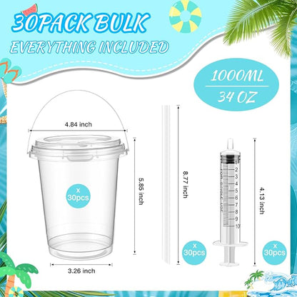 30 Sets 34 oz Drink Buckets - Image 4