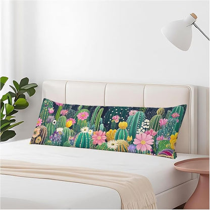 Cactus Decorative Body Pillows for Home, Tropical Cactus Floral Body Pillow by Unknown