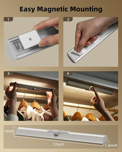 EZVALO 17-Inch LED Motion Sensor Closet Light, Rechargeable 3600mAh Battery - Image 7