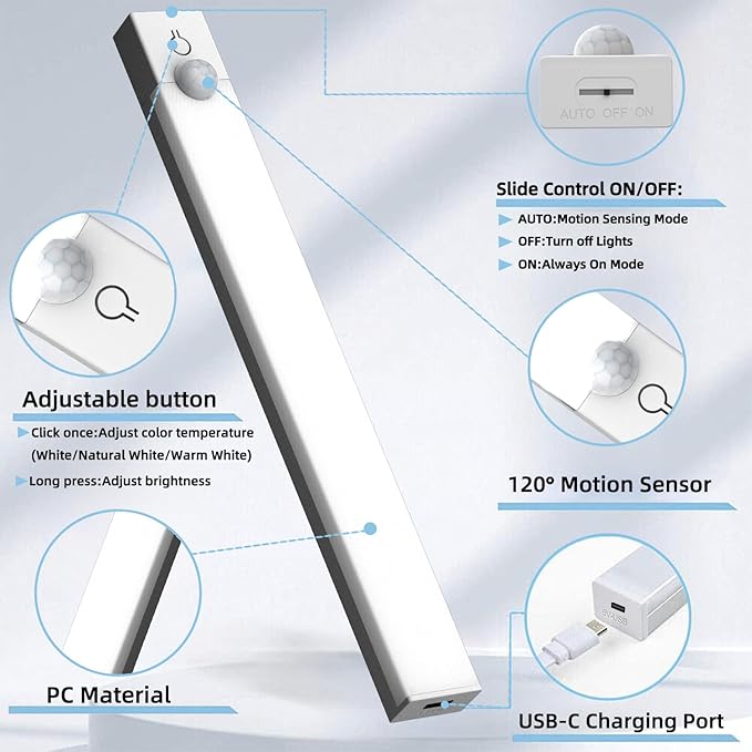 Under Cabinet Lighting 4 Inches Rechargeable Motion Sensor Light Indoor - Image 3