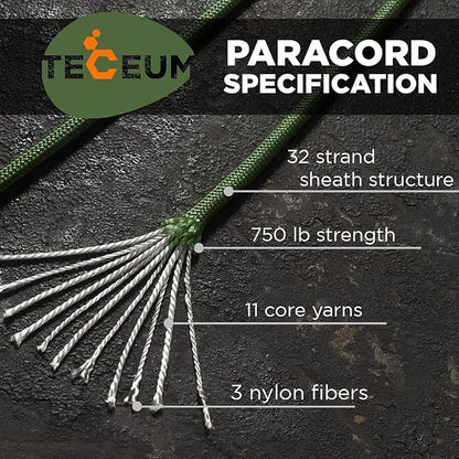 TECEUM 5/32" Paracord Rope 1000 – 1000ft / 200ft / 100ft / 50ft – Tactical - Image 2