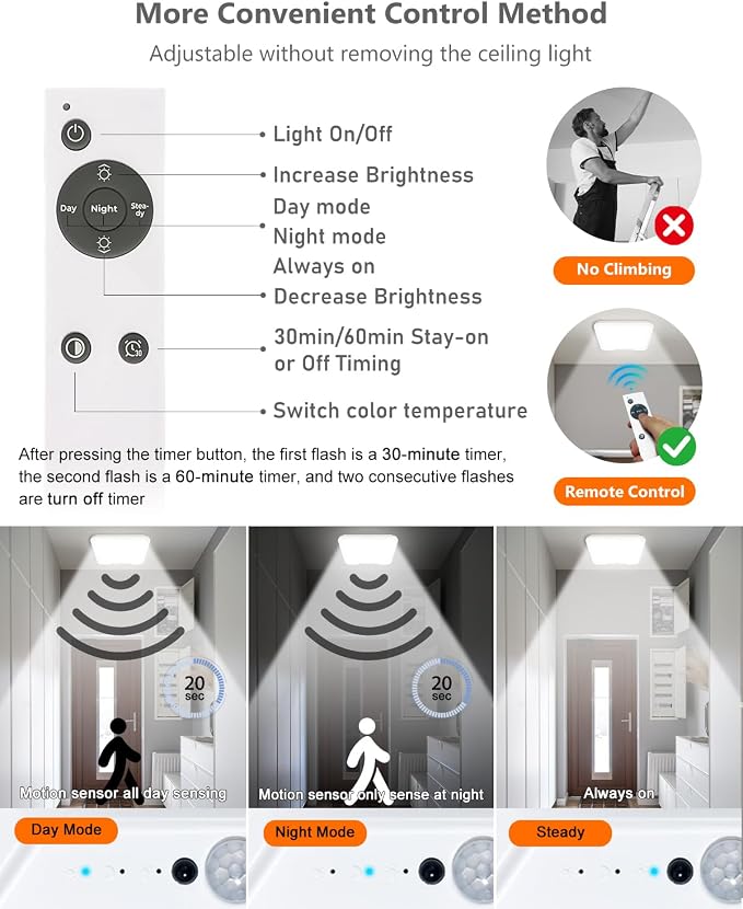 2 Pack Rechargeable Motion Sensor Ceiling Lights - Image 6