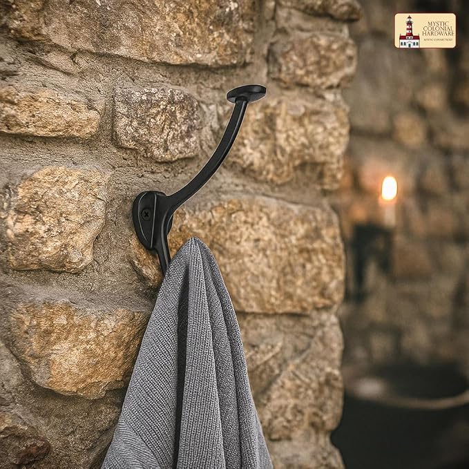 "Mystic Colonial Medieval Cast Iron Wall Hooks � Set of 2 Heavy Duty Dual Hooks - Image 9