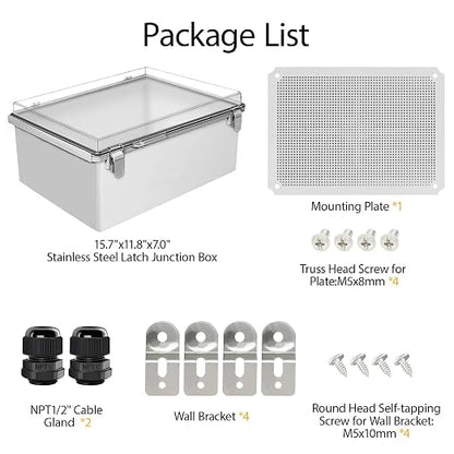 LeMotech Electrical Box, IP67 Waterproof Hinged Clear Cover Stainless Steel - Image 9