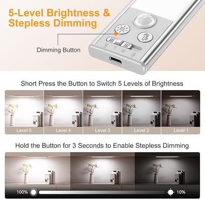 Gritin 14.7inch Under Cabinet Lighting Rechargeable 2 Pack- 3 Color Temps&5 - Image 5