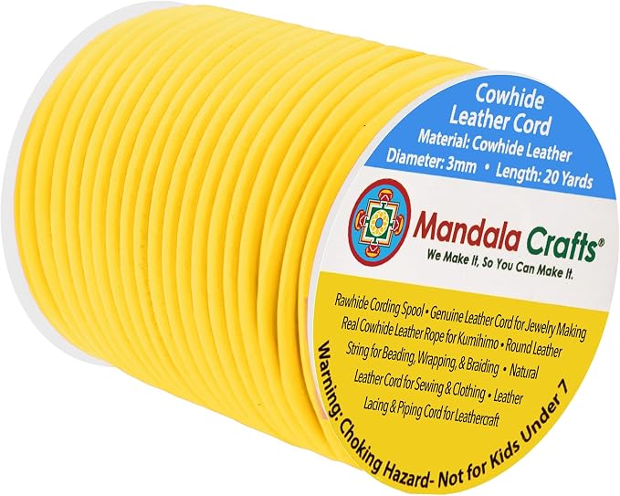 Mandala Crafts Round Genuine Yellow Leather Cord by MandalaCrafts