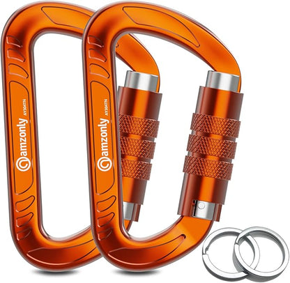 3inch Auto Locking Carabiner Clips Heavy Duty, 12KN /2697lbs Lightweight by AMZONLYLORSUM
