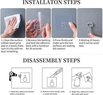 10 PCS Adhesive Wall Hooks 33lb Reusable Anti-Skid Traceless Hooks Heavy Duty - Image 6