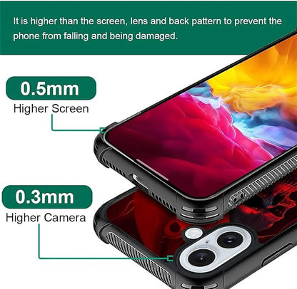 for iPhone 16 Plus Case, Gestures Funny Skull Pattern Graphic Design Girl Boy - Image 4