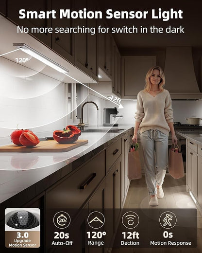 EZVALO 5-Pack Under Cabinet Lighting, 4000mAh Rechargeable Motion Sensor Light - Image 3
