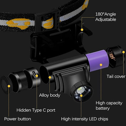 Headlamp Rechargeable, 1200 Lumen Zoomable LED Head Lamp - Image 5