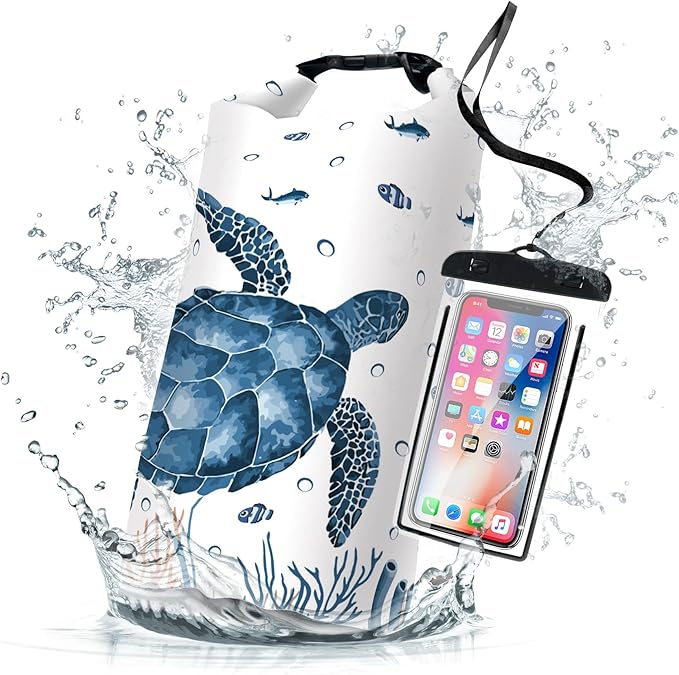 Waterproof Dry Bag, Roll Top Sea Turtle Coral Starfish Small Waterproof by Cliduli