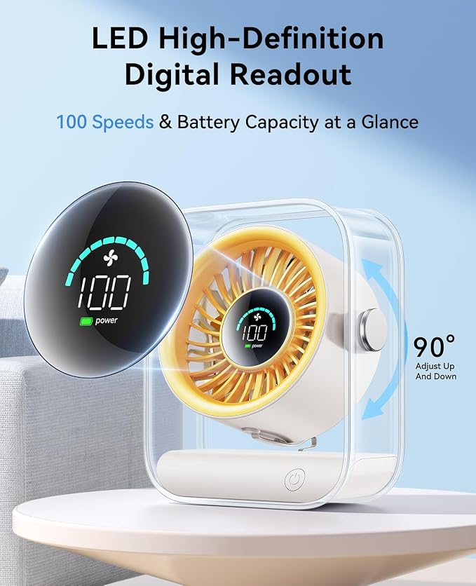 DIGIX Portable Desk Fan for Bedroom, Rechargeable Small Table Fan - Image 5